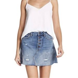 We the free distressed button fly denim jean skirt!